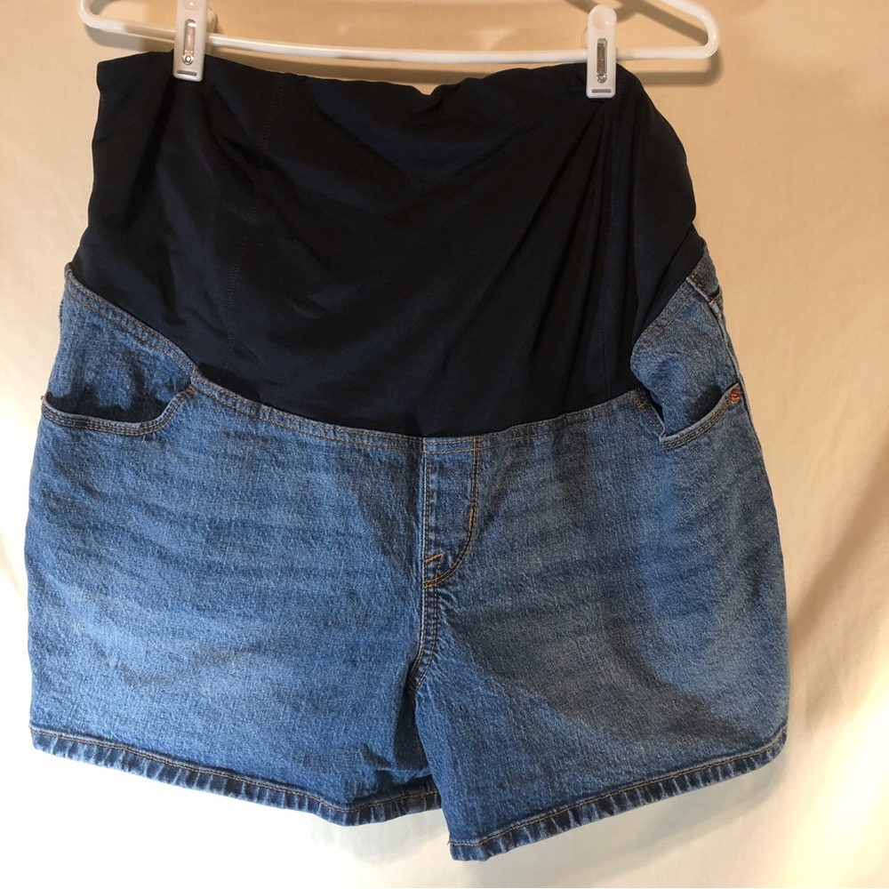 Isabel Maternity by Ingrid & Isabel blue jean midi shorts 16